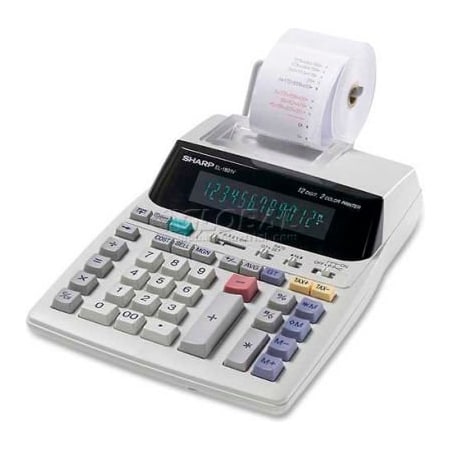Sharp Sharp 12-Digit Calculator, EL1801V, 2 Color Printing, 7-1/2" X 10-1/4" X 2-1/2", Grey EL1801V